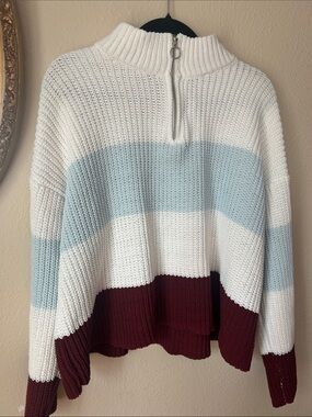 Francesca’s quarter zip knit cropped sweater